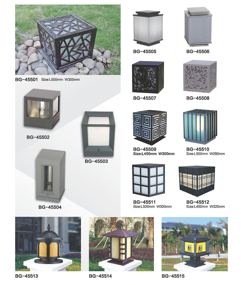 不锈钢简约方形LED柱头灯