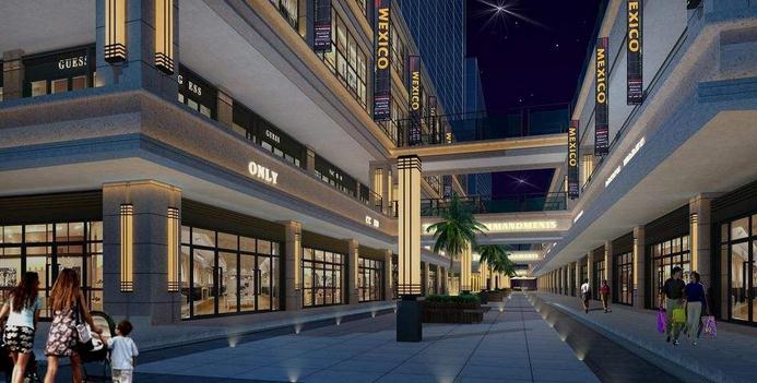 商业步行街仿云石墙壁灯效果图