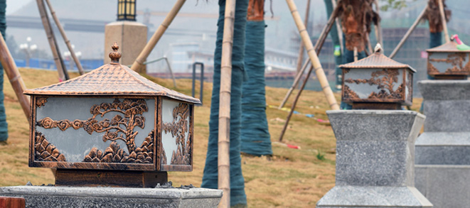 东莞麻豆电影在线观看照明-压铸铝柱头灯安装效果图片