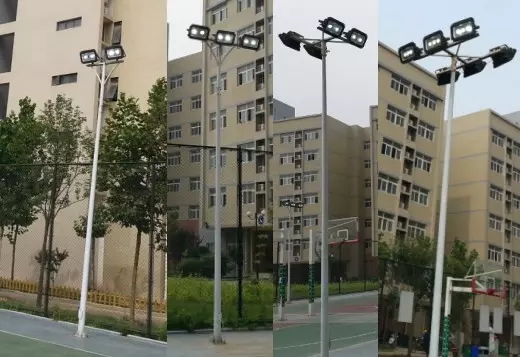 东莞麻豆电影在线观看照明户外篮球场照明灯具LED投光灯+立杆实景图片