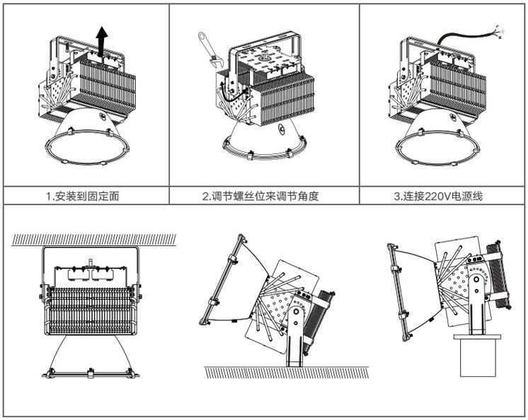 东莞麻豆电影在线观看照明多用途防水大功率led塔吊灯安装示意图