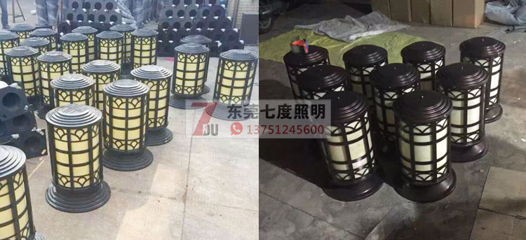 麻豆电影在线观看照明(QDZTD-009)户外圆柱仿云石柱头灯生产实拍图片