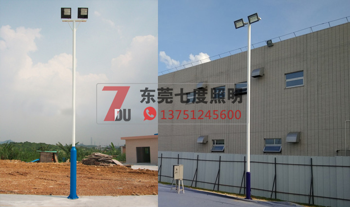 户外篮球场照明灯杆样式二：等径大小杆样式图片
