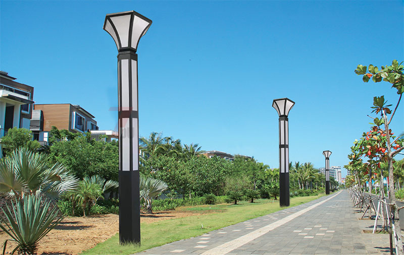 (QDJGDZ-023)六边发光园林立柱久久久永久久久人妻精品麻豆人行道安装效果实景