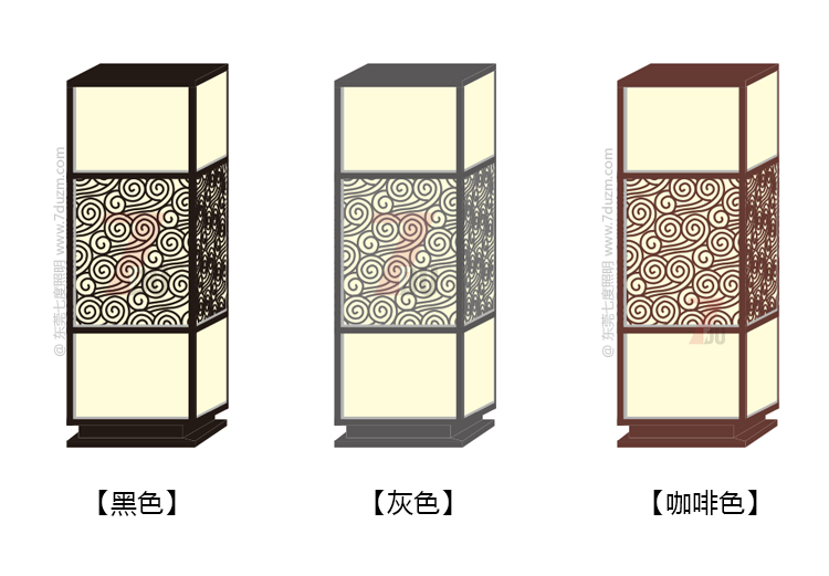 麻豆电影在线观看照明2020新款新中式祥云立柱柱头灯黑色灰色咖啡色不同颜色效果图