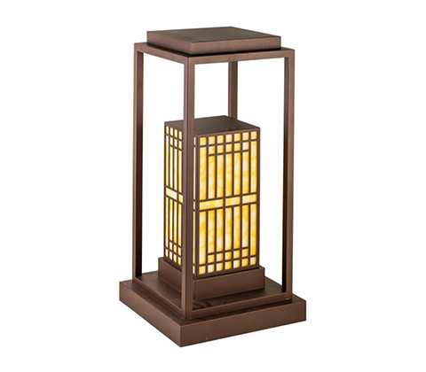 园林庭院咖啡金云石矮柱柱头灯